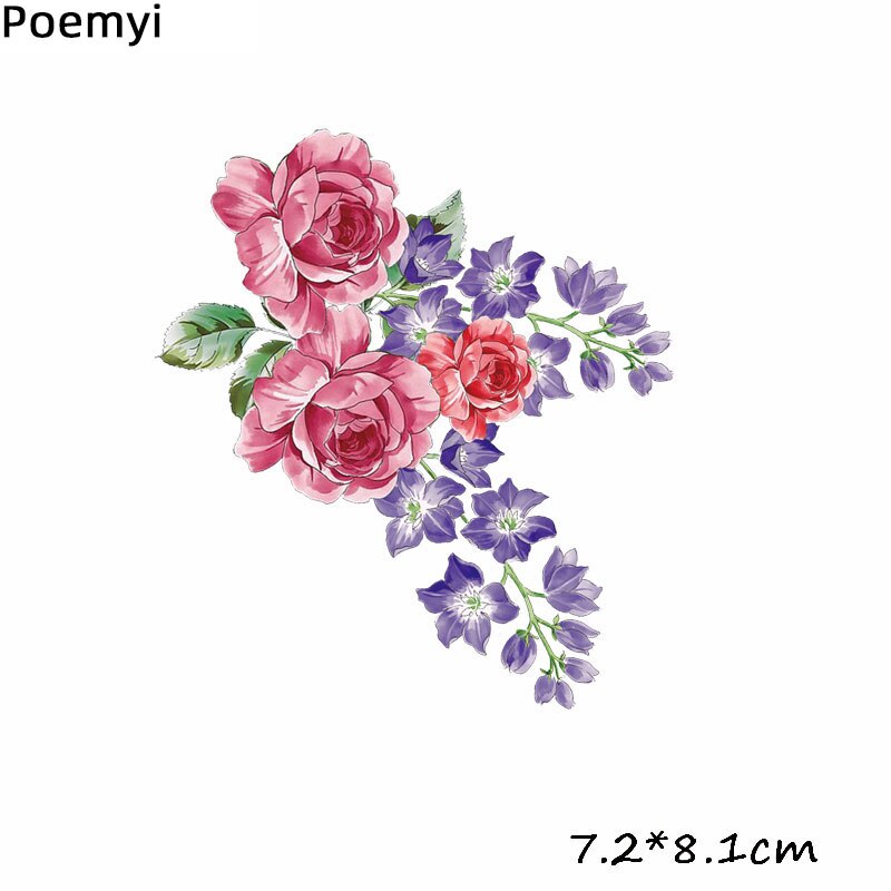 Poetyi smukke blomster diy jern på pletter til tøj varmeoverførsel tilbehør patch termisk klistermærke på tøj applikeret q: Zt0019