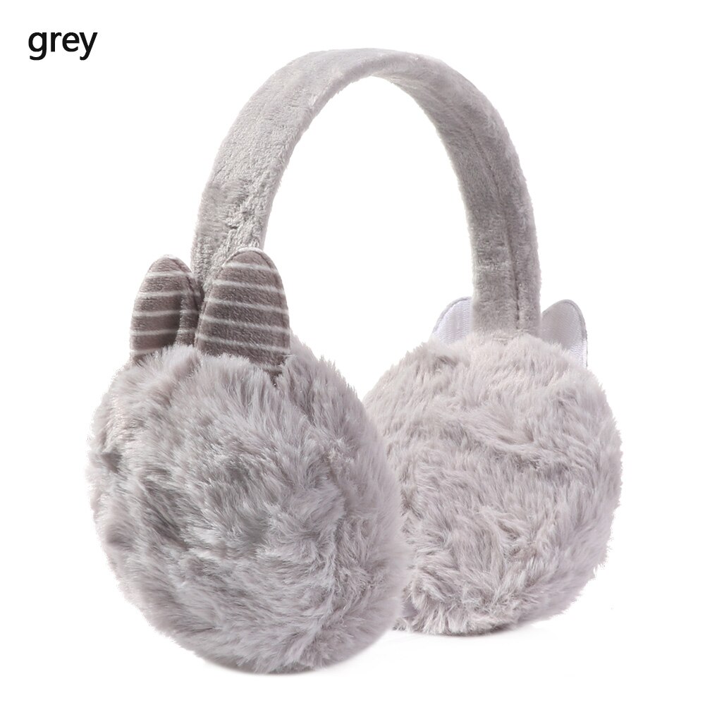 Winter Autumn Warm Faux Fur Earmuffs Cute Cat Ear Earflap Plush Earmuff for Girls Ladies Women Hairbands Ear Muffs: grey