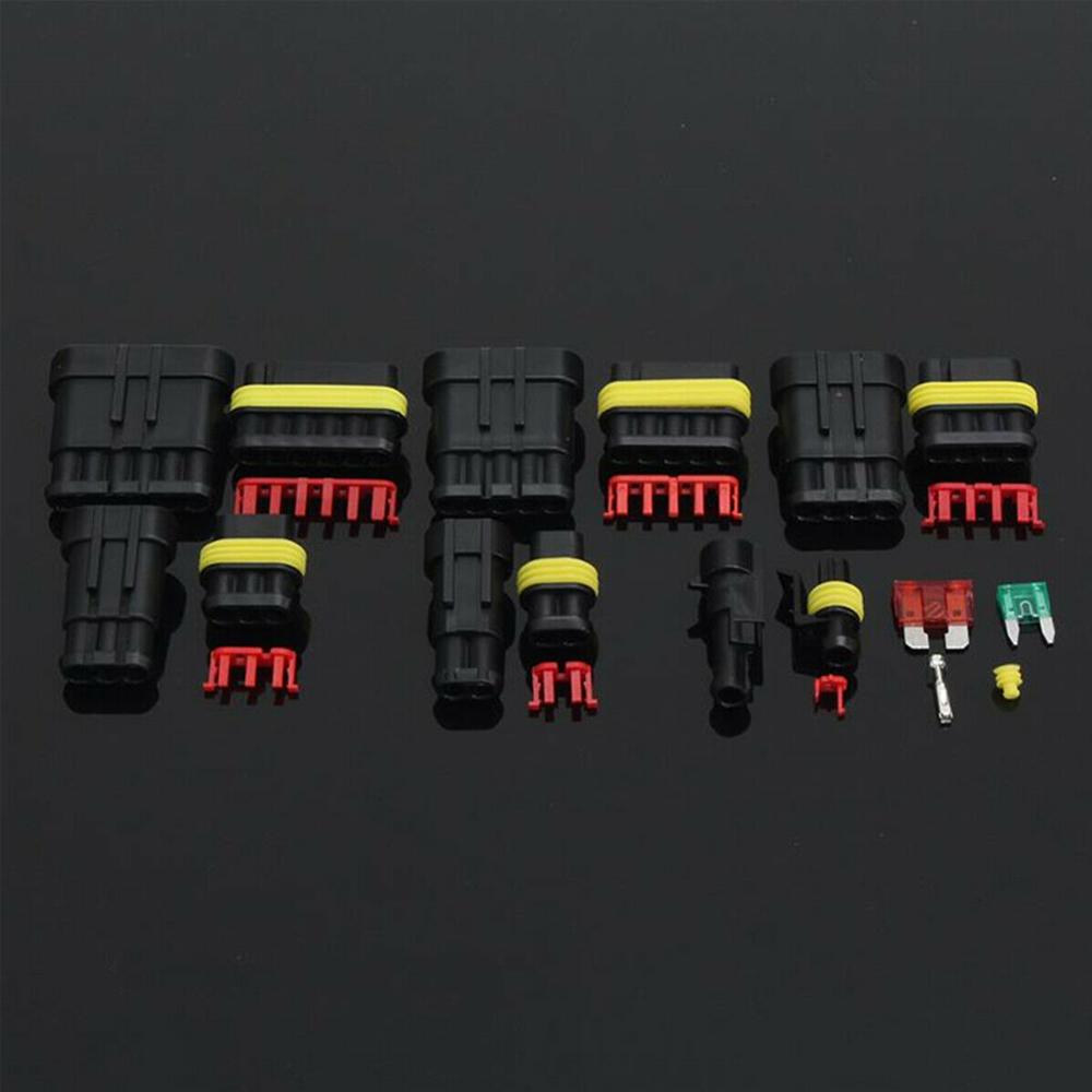 240Pcs 1-6 Pin Car Electrical Wire Connector Plug Terminal+Mini Blade Fuses Kit