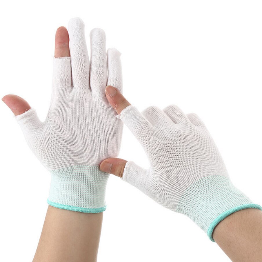 Atmungsaktive Anti-Schleudern Gel Touchscreen Handschuhe Sommer Dünne Reiten/Fahren/Bergsteiger Handgelenk Handschuhe Männer Frauen Sport lauf: zwei Finger Weiß