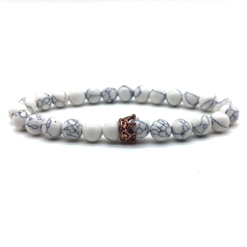 Korona Charm bransoletka mężczyźni 2022 moda prosty kamień lawowy matowy bransoletka z koralików dla mężczyzn biżuteria prezent Pulsera Hombre: 10