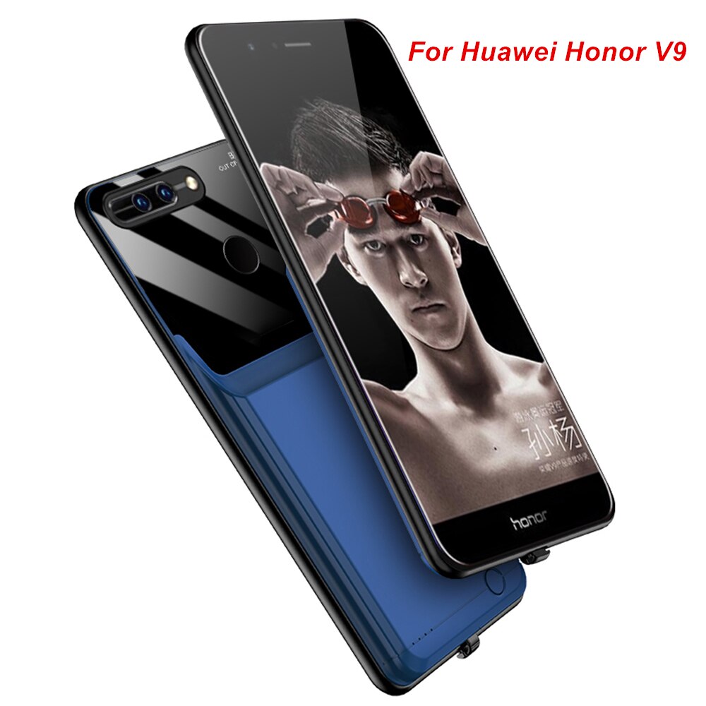 Bateria para huawei honor v8 v9 v20 aracgi, banco de energia 10000 mah para huawei honor v8 e v20 capa do carregador v20: Honor V9 Blue