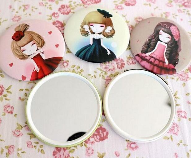 2pcs/lot Girl mini pocket makeup mirror cosmetic compact mirrors espelho de maquiagem espejos de bolsillo