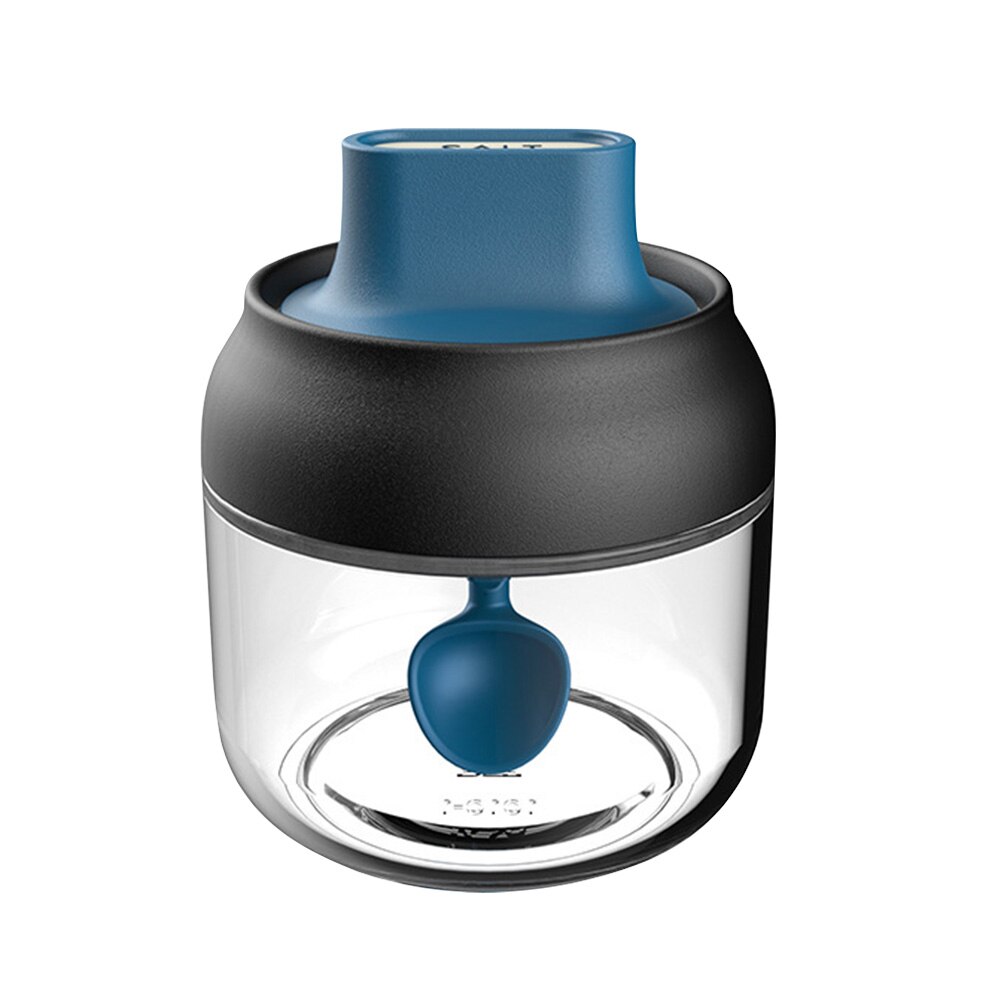 260ml condimento tarro de miel sal especias contenedor condimento botella con cuchara de cocina utensilios de cocina suministros de sal pimienta tarro: Blue Castor