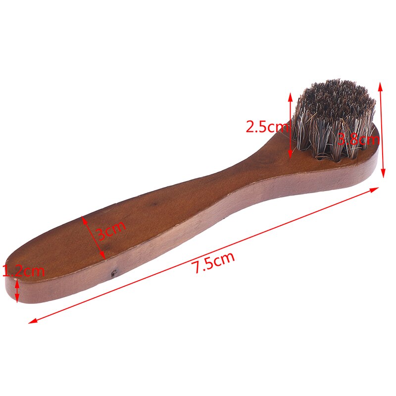7.5cm Long Wood Handle Bristle Horse Hair Brush Shoe Polish Shine