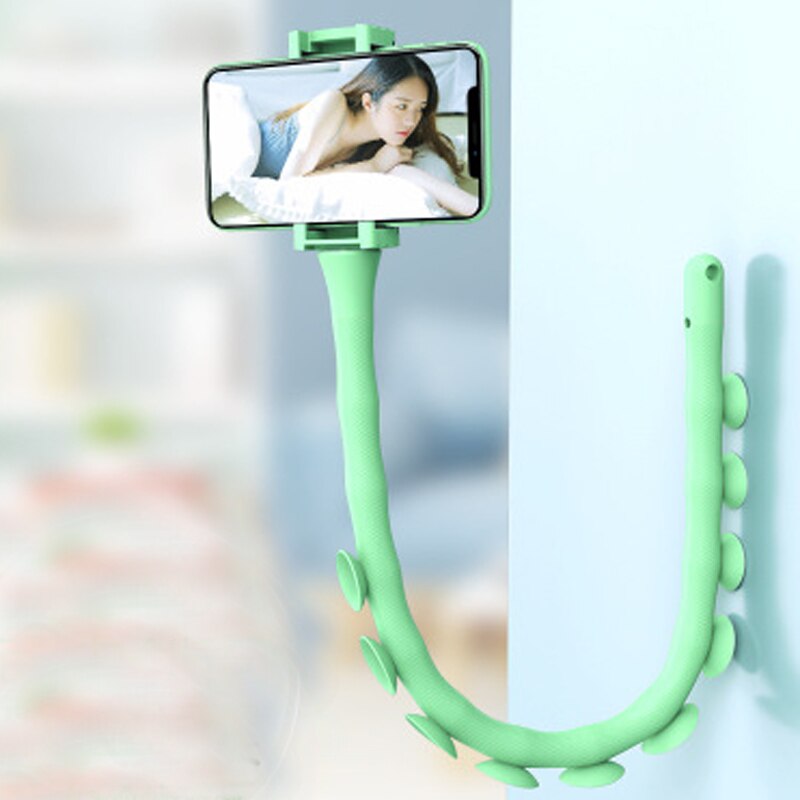 1pc søte caterpillar lazy bracket mobiltelefon holder orm fleksibel telefon sugekopp stativ for hjemmevegg stasjonær sykkel: Grønn