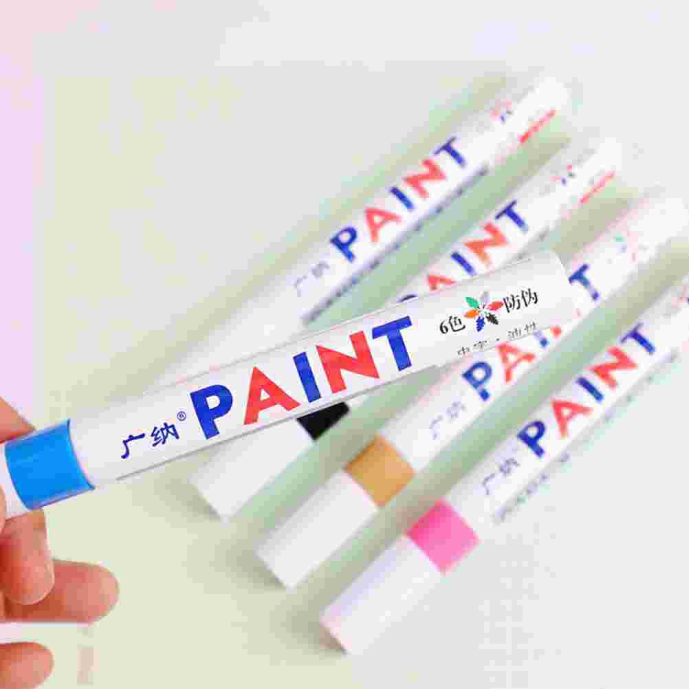 6pcs Industrial Paint Pens Paint Repair Pen Waterproof Marker Graffiti Color Markers