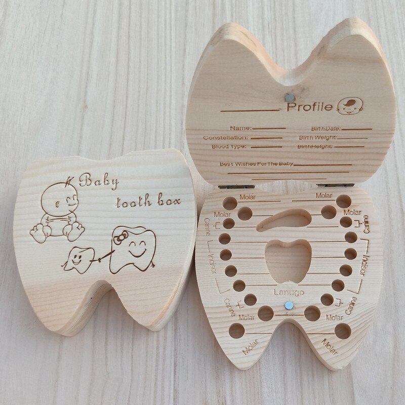 Boîte à dents bébé nouvelle personnalité en bois dent forme enfants Lanugo cordon ombilical dent boîte de rangement Souvenir