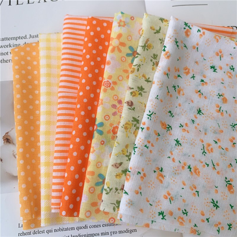Tissus en coton imprimé mixte, 7 pièces, 50x50cm, pour couture, courtepointe, de base, pour Patchwork, couture, bricolage, fait main: Orange