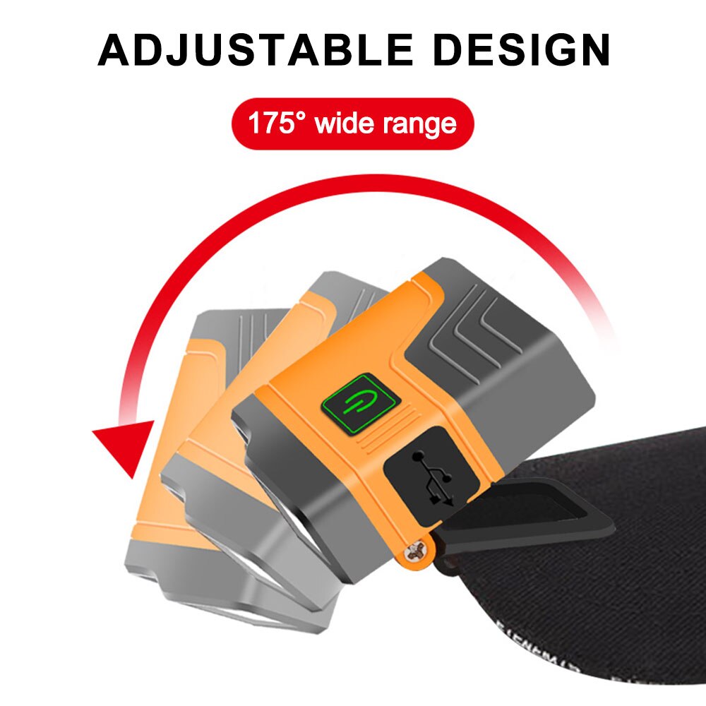 Induction Cap Clip Light USB Charging Cap Clip Flashlight 2200mAh COB Flood Light Head Light Waterproof Fishing Camping Light