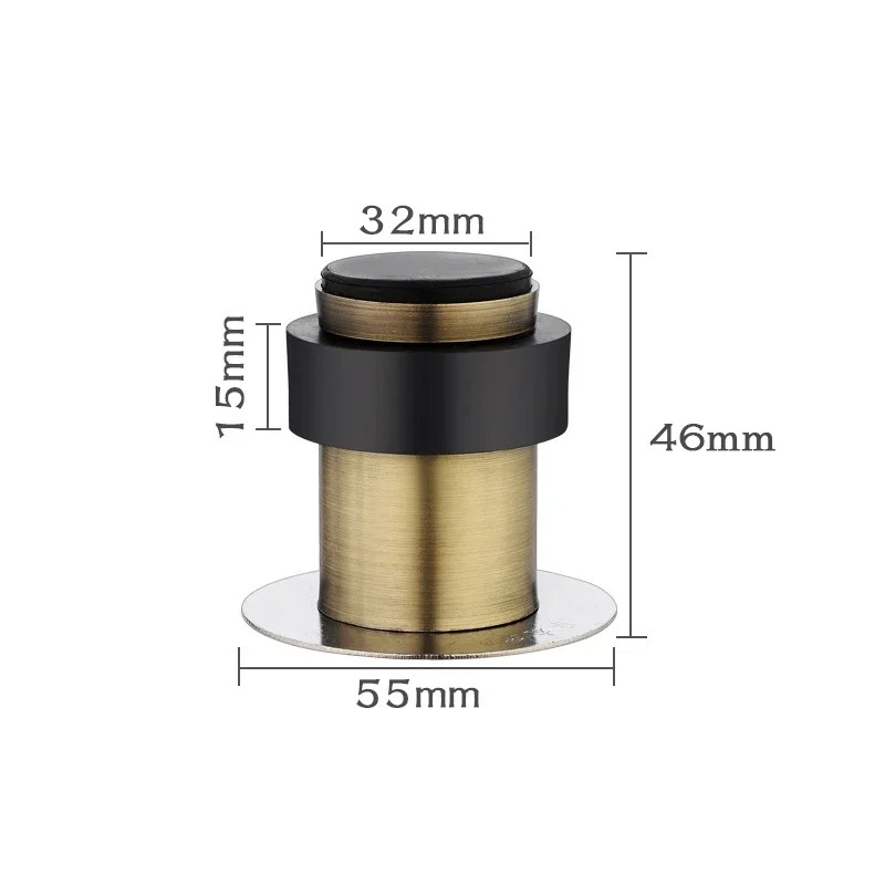 Türhalter aus Edelstahl 304, runder Türstopper, zylindrischer Haushalts-Türstopper, Sicherheit, kein Stanzen von Löchern erforderlich, Gummi, Zuhause: Grau