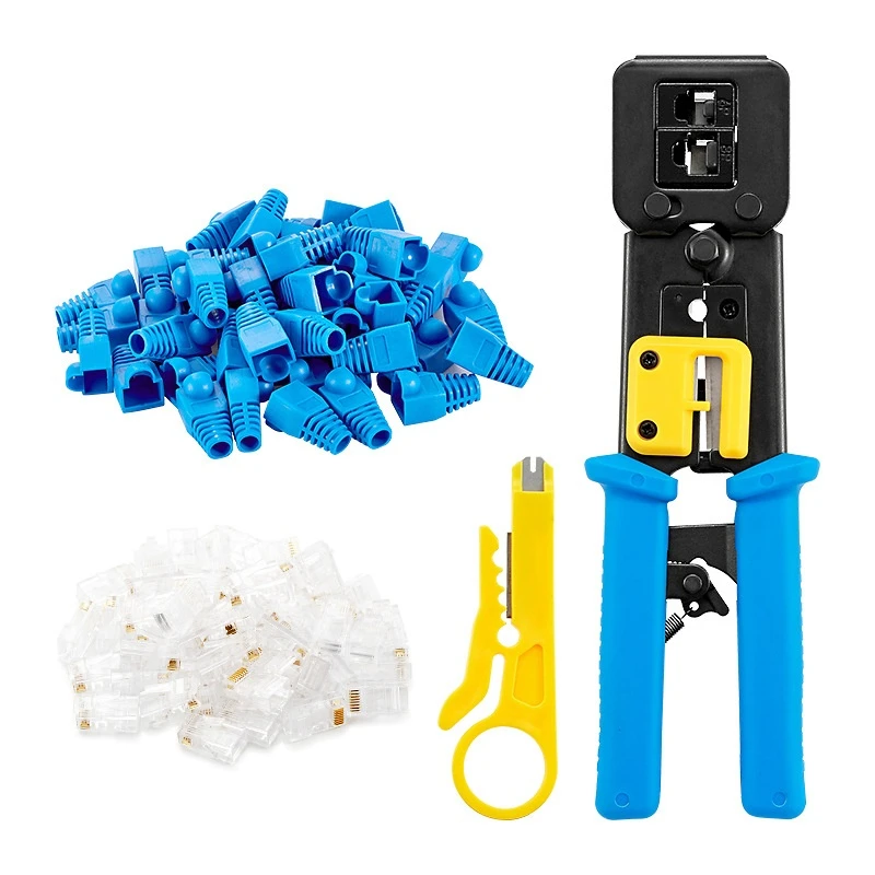 Rj45 krimptang met doorvoeropening voor cat 5 cat 5e cat 6 krimptang voor  rj45/rj12 normale en einddoorvoerconnectoren