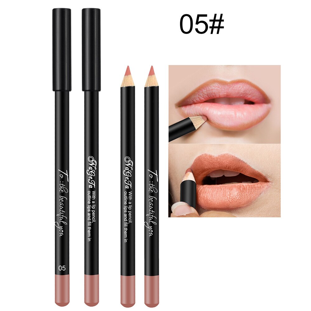 1 st 12 färger lip liner penna vattentät långvarig natur läppar konturlinje makeup lipliner penna: 05
