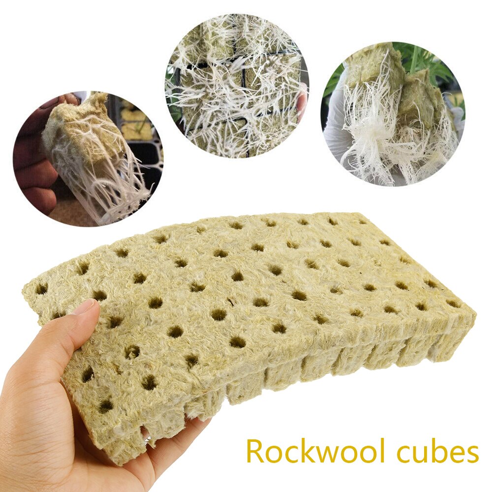 50 stk rockwool plantestarter vokse plug kuber base praktiske kuber for hage drivhus frukthage solrom hydroponic applikasjoner