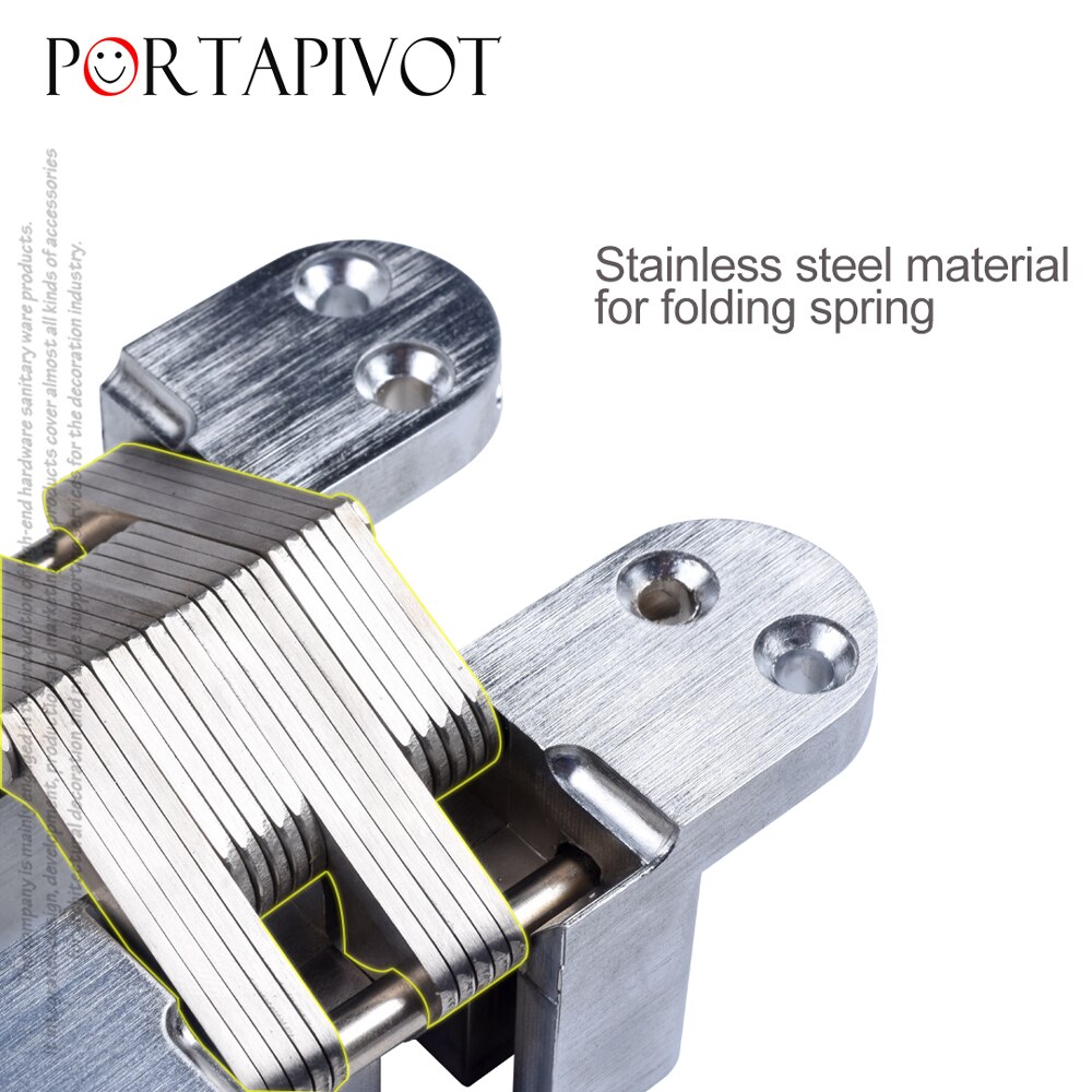 2PCS PT 304 Stainless Steel Hidden Hinges Seven Size Invisible Concealed Folding Door Hinge For Kitchen Furniture Hardware