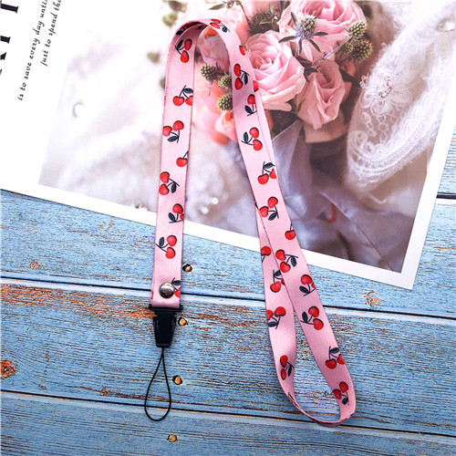 Fruit watermeloen Neck Strap Lanyards voor sleutels Id-kaart Gym Mobiele Telefoon Bandjes USB badge houder DIY Hang Rope Lariat lanyard: cherry