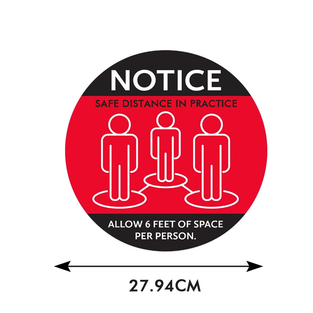 Calcomanías de suelo de separación Social, cartel marcador de señal de suelo de seguridad, mantener la distancia de 6 pies antideslizante, ronda de grado comercial 11: Black