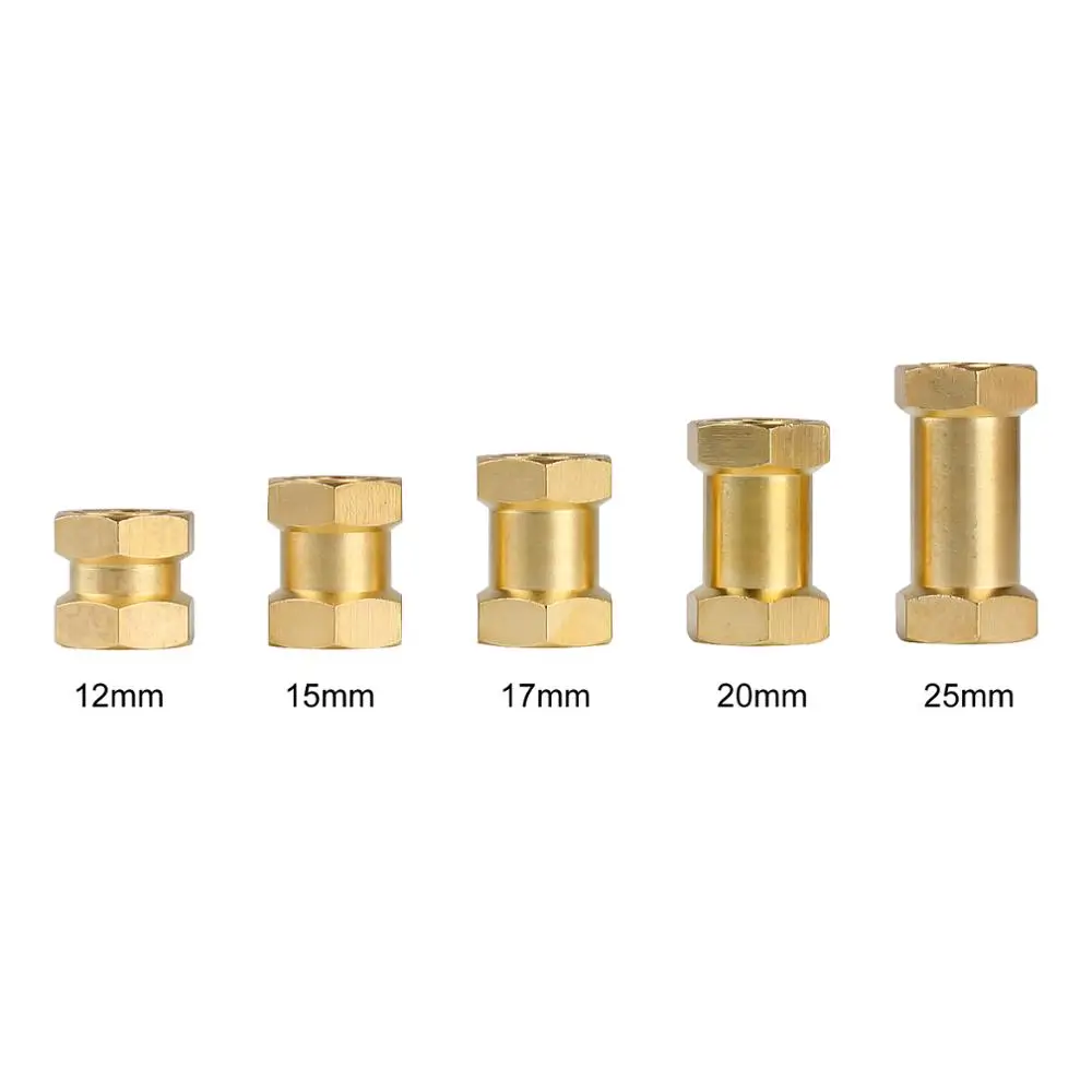 INJORA cięższy mosiężny przedłużony Adapter 12MM koło sześciokątne 12/15/17/20/25MM dla 1/10 gąsienica RC oś samochodu SCX10 90046 D90