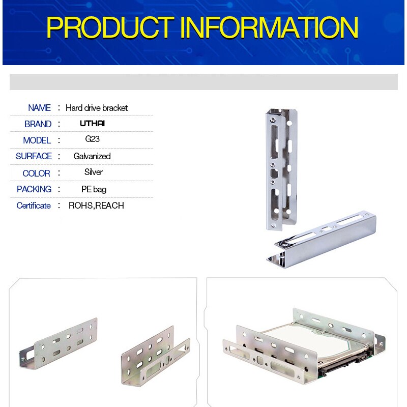 UTHAI G23 2.5 Inch 3.5 inch HDD bracket Floppy Adapter Hard Drive Caddy bay For SSD M.2 HDD Holder Galvanized