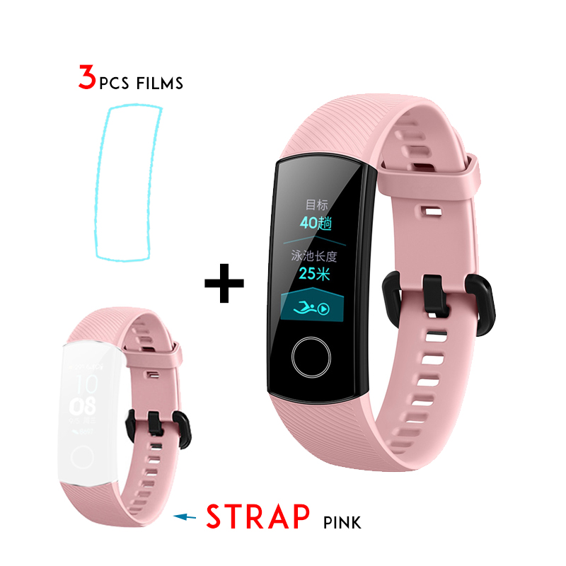 Original Huawei Honor Band 4 Standard Version Smart Wristband Color Screen Touch Pad Heart Rate Sleep Snap Monitor: Pink n Pink strap