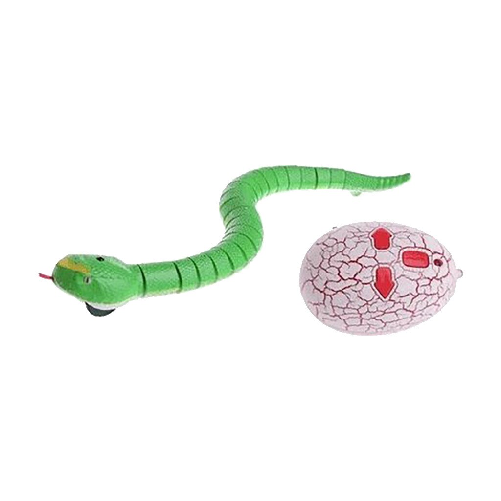Jouet de serpent de RC de télécommande Rechargeable réaliste de 16 pouces avec le contrôleur infrarouge en forme d'oeuf, terrifiant de jouets de méfait: green