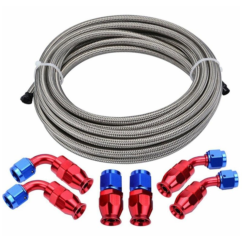 Braided Fuel Hose Line Kit Feed/Return Oil Fuel Hose with Hose Fitting Connector