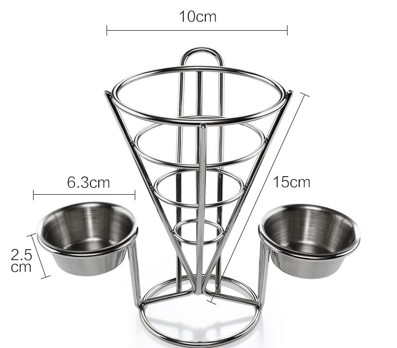 Conical French Fry Stand Basket Holder with Dish Fried chicken cooked food display rack for Buffet Party Appetize Shelves Bowl: B