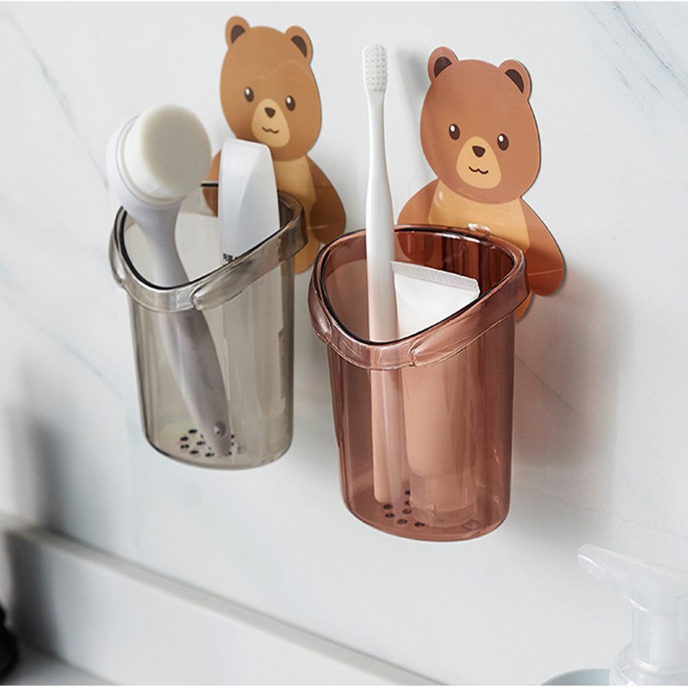 Cute Bear Toothbrush Holder Storage Rack Bathroom Accessories Set Toothpaste Holder Tooth Brush Stand Shelf Accessories