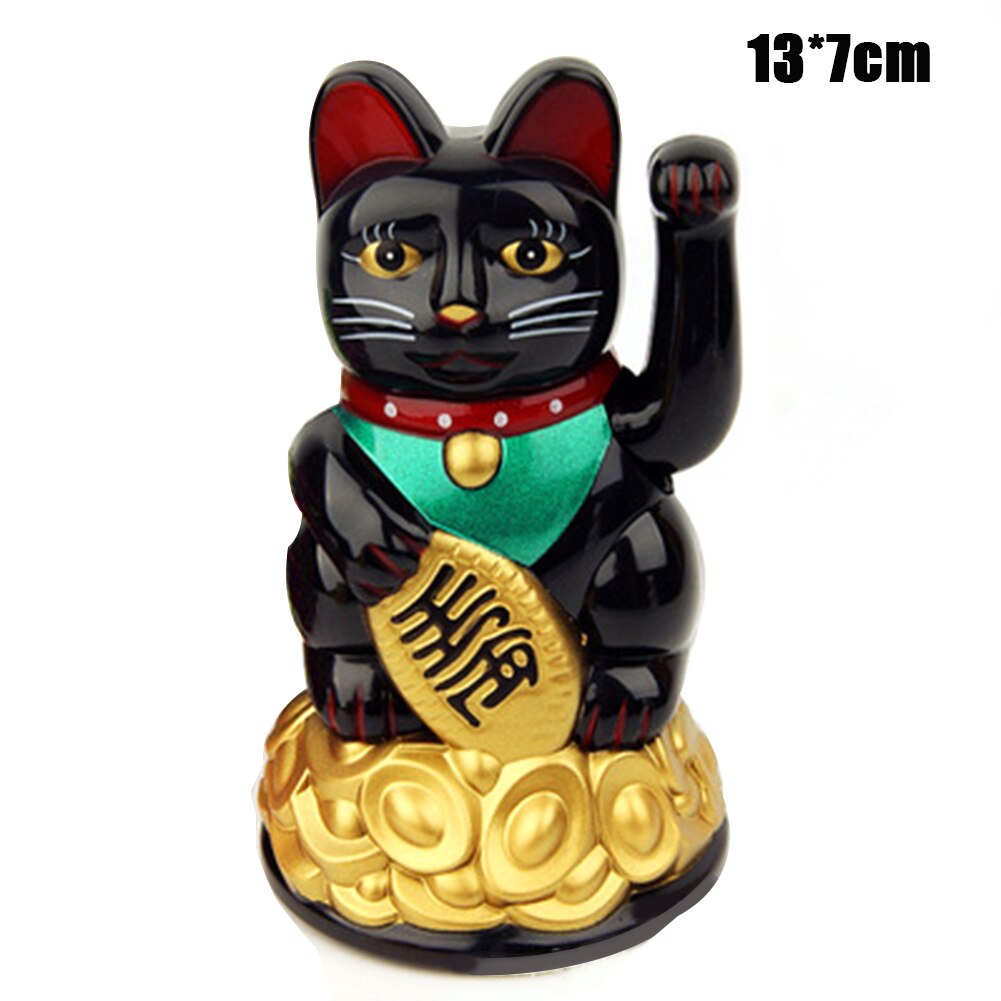 Lucky Fortunes Cat Japanese Gold Lucky Cat with Waving Arm Battery Operated Restaurant Decoration Cute FP8