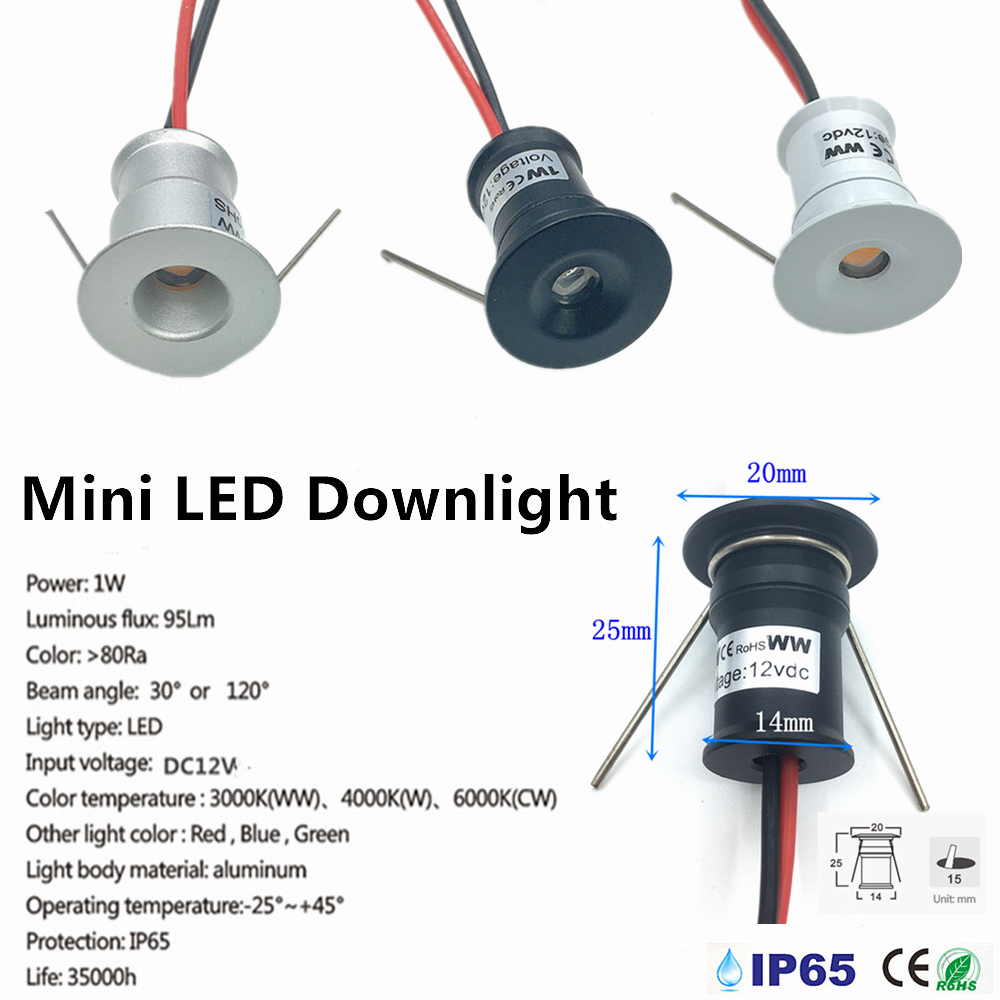 Mini foco de 1W IP65, 15mm, luces LED empotradas, luz empotrable de techo de 12V, lámpara de puntos para armario de escalera con transformador de 110V-220V