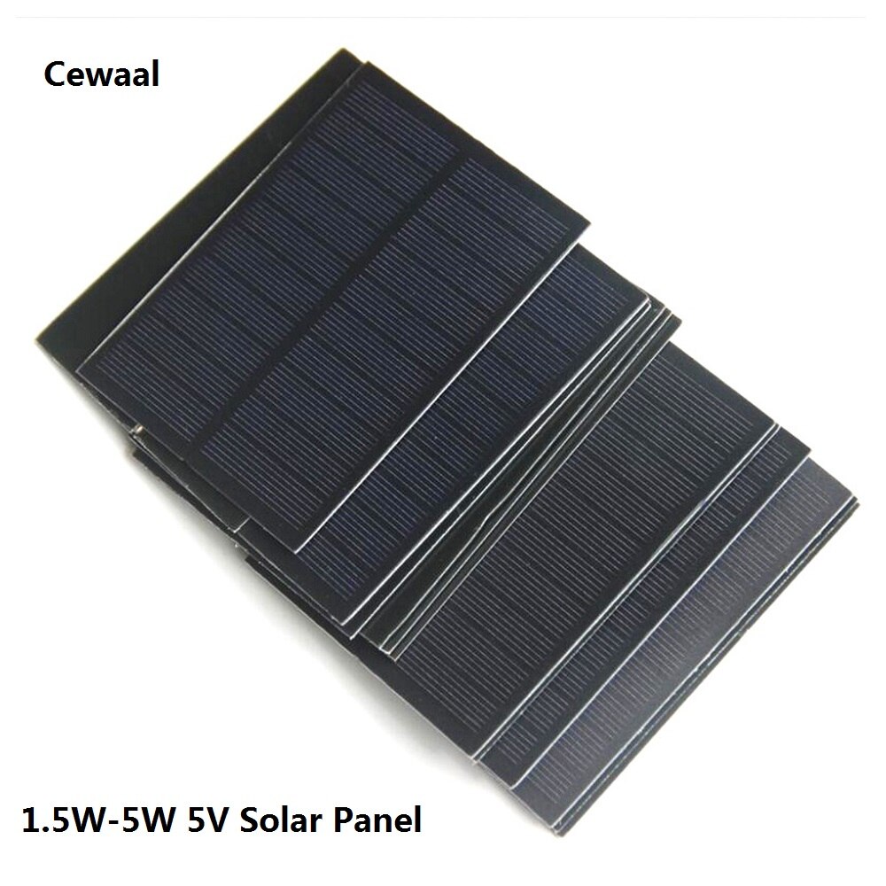 Cewaal – Mini panneau solaire 5V, bricolage, pour batterie, chargeur de téléphone Portable, 1.5W 2W 2.5W 3W 4W 4.2W 5W