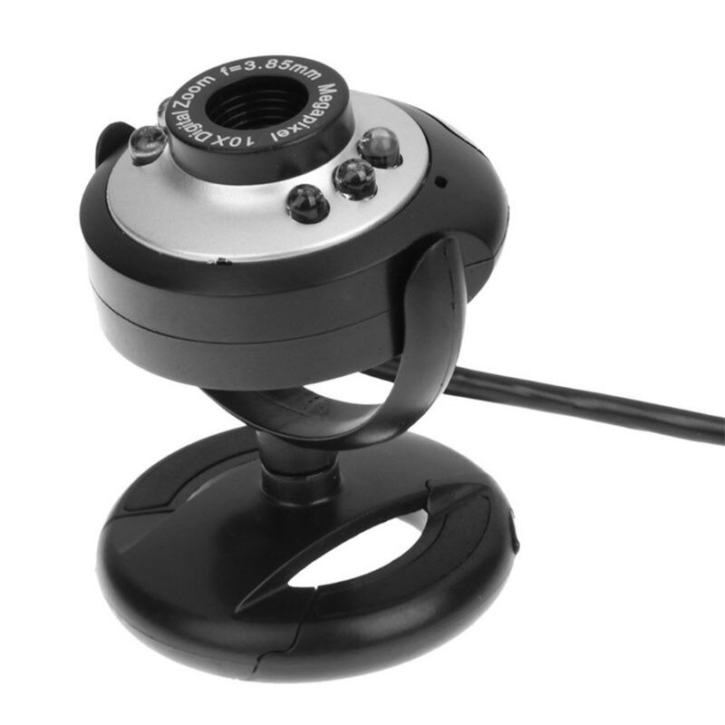 USB 2.0 Web Camera with 6 LED Light Clip-on Webcam Camera for Laptop Desktop