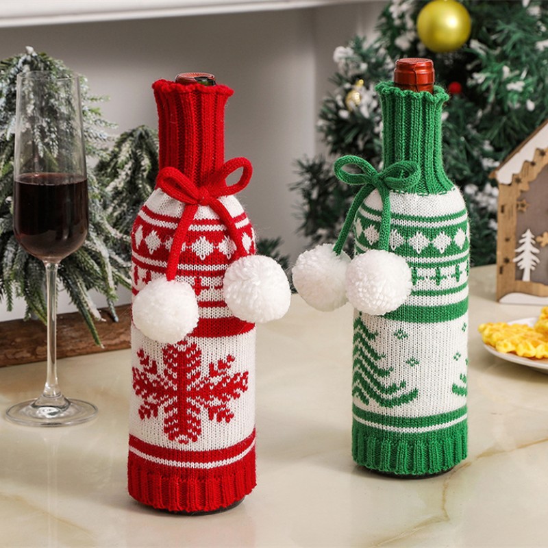 Kerst Wijnfles Hoezen Set Xmas Nieuwjaar Eettafel Decor Feest Feestelijke Sfeer Decoratie Voor Thuis Ornamenten 2024