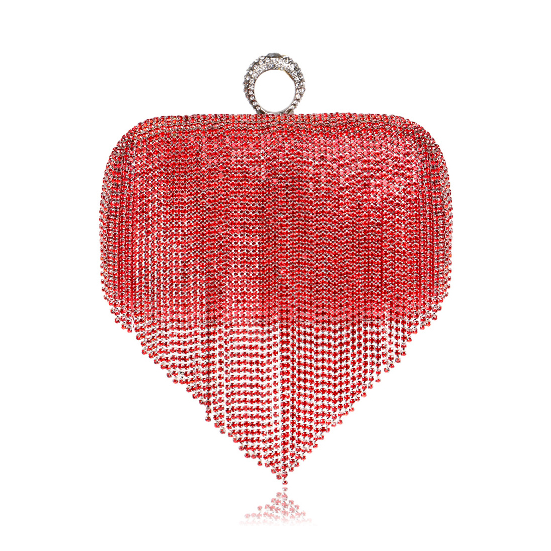 Pochette à pompon en strass pour femmes, Vintage, épaule, argent, , fête de mariage, chaîne, soirée: red