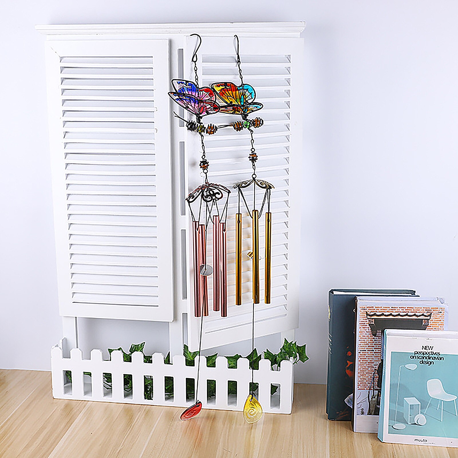 3D Three-dimensional Butterfly Iron Crafts Wind Chimes Metal Glass Pain Ornament Garden Decor Painted Bell Wind Chime