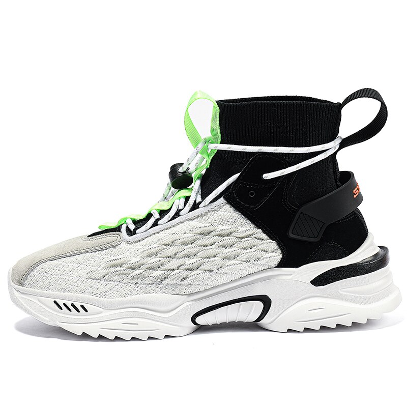 High Top Socks Shoes Running Shoes Luminous Fish Scale Thick Sole Slip On Men Sneakers Footwear Outdoor Jogging Shoes Hombre