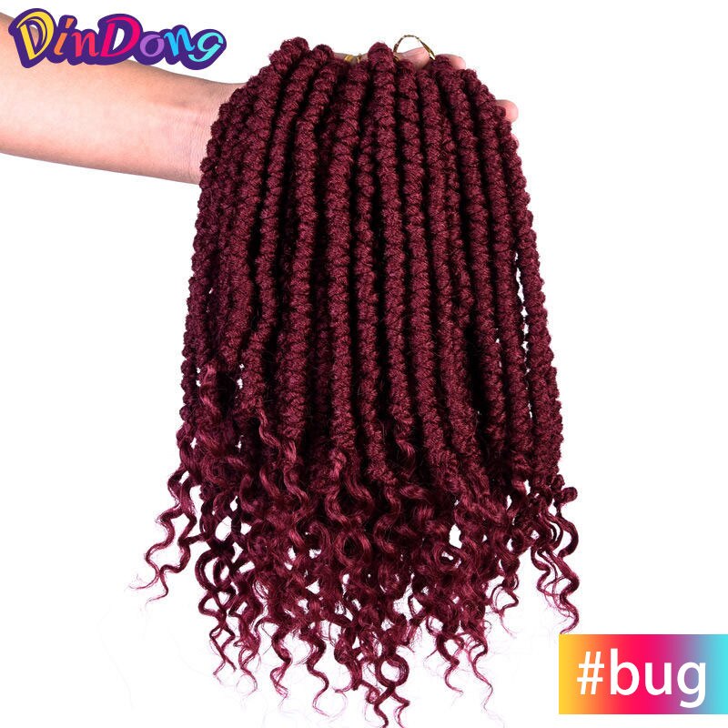 DinDong-Extensions de tresses sénégalaises, tresses au Crochet, tresses synthétiques pures pour femmes, 12 pouces, 12 racines: # Bourgogne / 9 Pcs/Lot