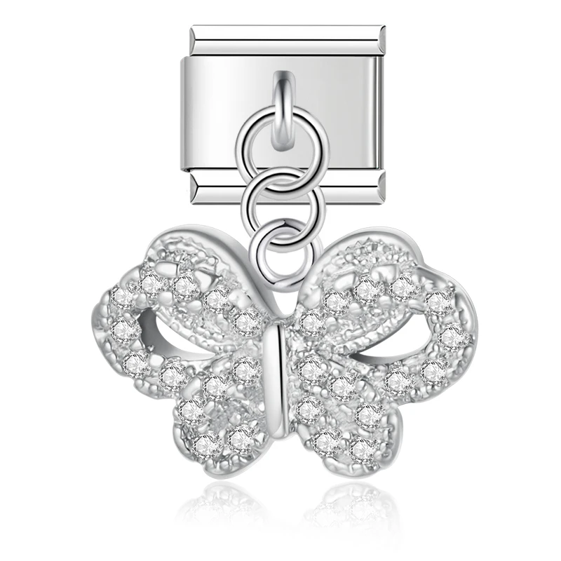 Hapiship 2023 Mode Mooie Schattige Vlinder Oogverblindende Cz Charme Italiaanse Links Fit 9Mm Armband Diy Maken Sieraden Dj624: Licht Geel Goud Kleur