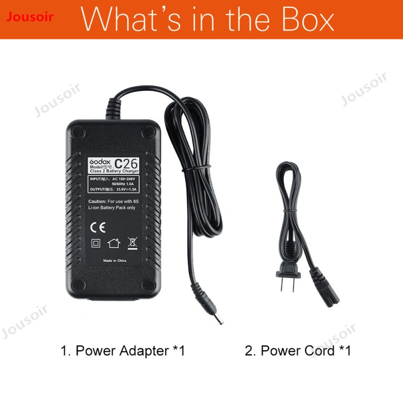 Godox C26 AC Battery Charger for Godox AD600 Pro/AD600Pro Li-on Battery WB26 Power Adapter Flash Speedlite +Power Cord CD50T03Y