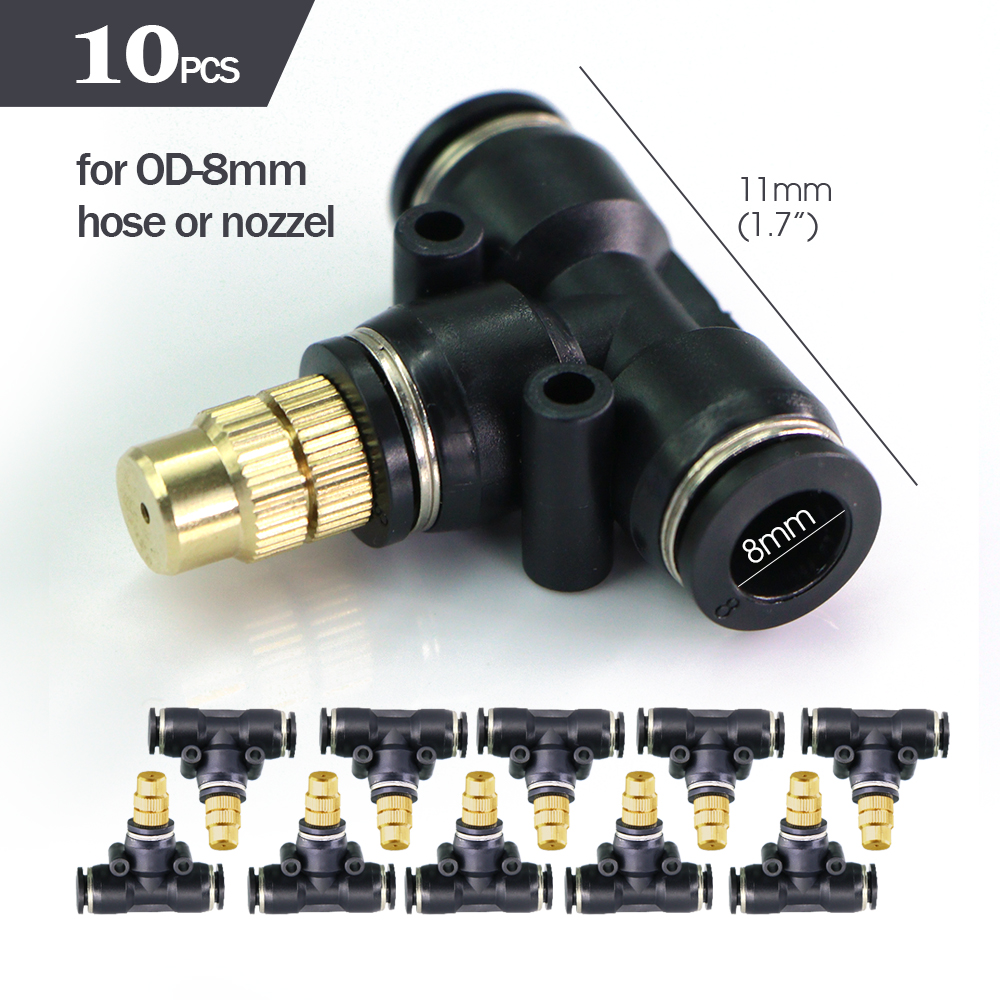 Garden DIY 8mm PE Hose Brass Nozzle Sprayer System Mist Sprinkler 45/60/80/100W Self-Priming Pump Automatic Atomized Irrigation: Pink