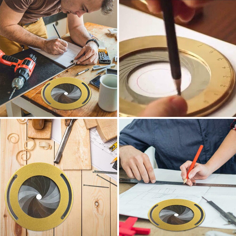 Règle de dessin rond boussole rotatif cercle outil de dessin école règle ensemble en acier inoxydable cercle outils de dessin papeterie