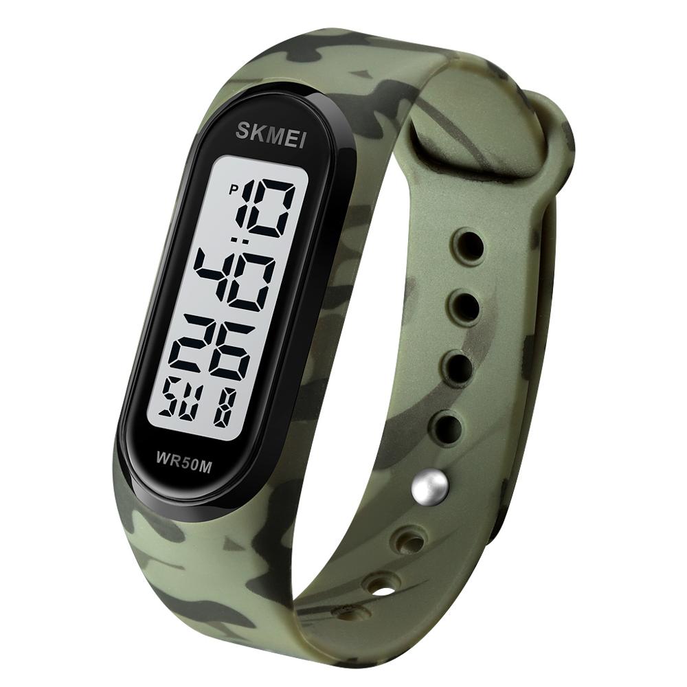 Simple Women Sports Watch Luminous Bracelet SKMEI Women Silicone Electronic Digital Watches 50M Watchproof Watch Ladies: green camouflage-WE