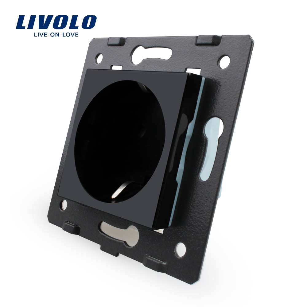 , Livolo Black Plastic Materialen, Eu Standaard, Functietoets Voor Muur Socket,VL-C7-C1EU-12