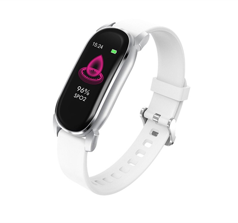 Bysl YD8 Smart Polsband Temperatuur Vrouwen Smart Armband Fitness Tracker Voor Android Ios Lange Standbysmart Horloge: Silicone White