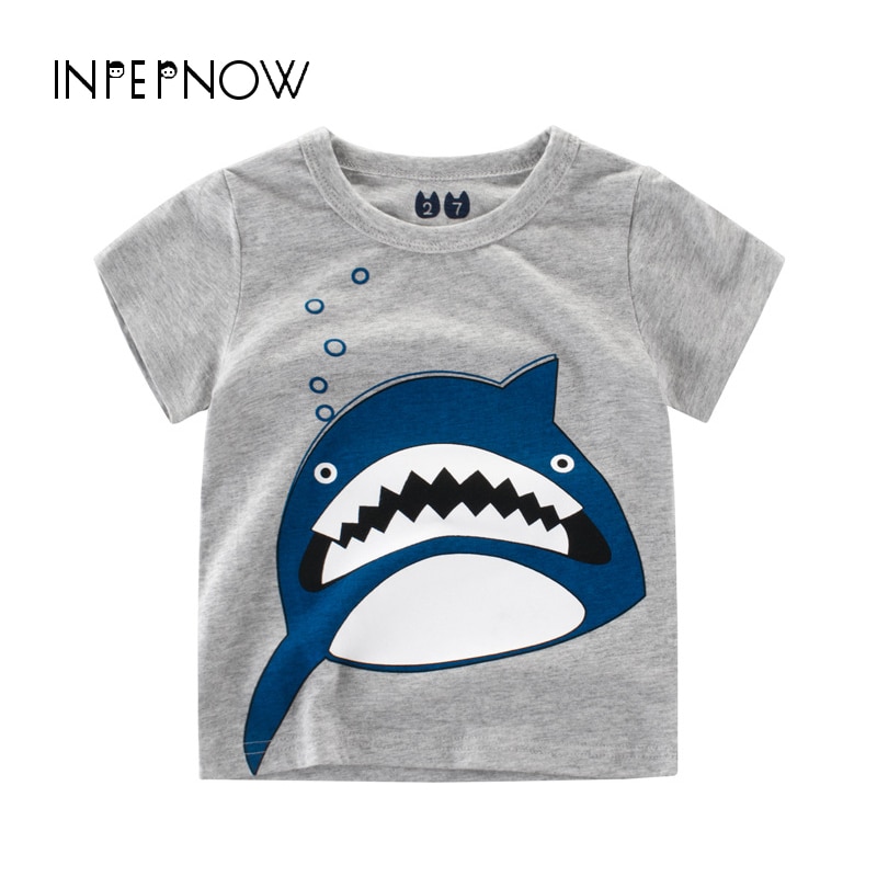 Inpepnow sommer t-shirt til børn til drenge t-shirts haj dyr print baby t-shirts til piger skjorte børn tøj pige dx-czx 33