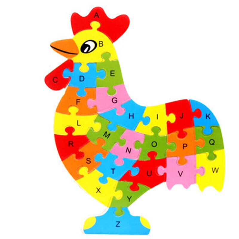 26 muster Aus Holz Tier Alphabet Frühen Lernen Puzzle Jigsaw Für Kinder baby Bildungs Learing Intelligente Spielzeug M09: Cock