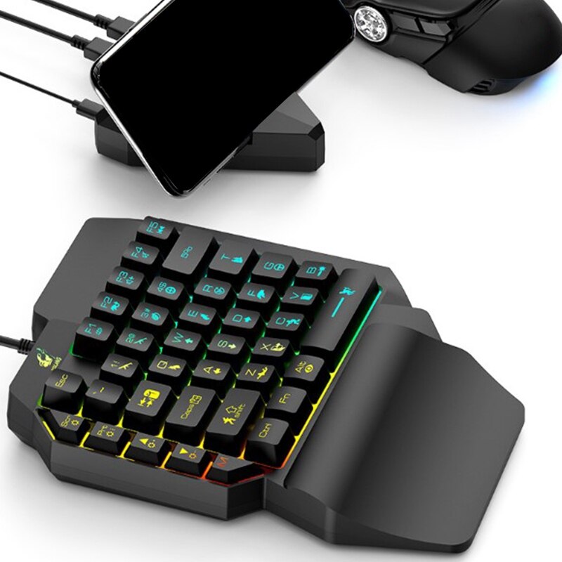 Ziyou Lang K1 Usb Bedraad Een Handed Mechanische Gevoel Gaming Toetsenbord Regenboog Kleurrijke 35 Toetsen Rgb Backlit Toetsenbord