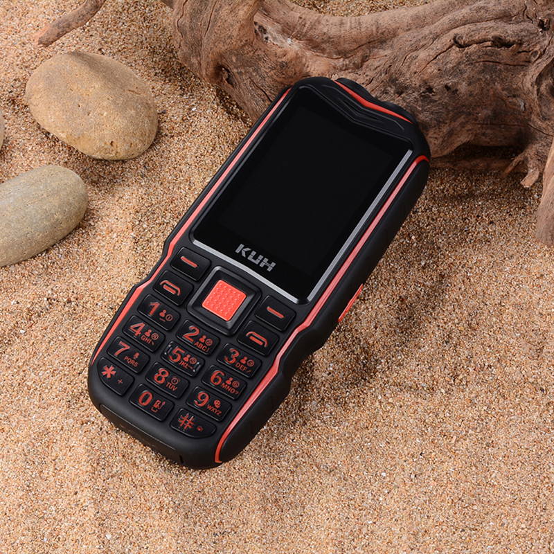 T3 2.4 inch Grinded Steel Screen Mobile Dual Card Dual-lamp Strong Light Three-proof Mobile Phone: Russian key / orange