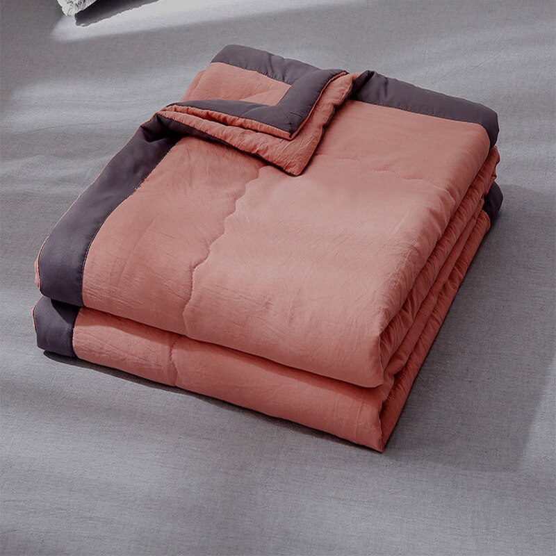 Washed Cotton Spring Fall Thin Quilt Summer Air-conditioning Comforter Soft Breathable Bed Blanket Solid Color Quilted Quilts