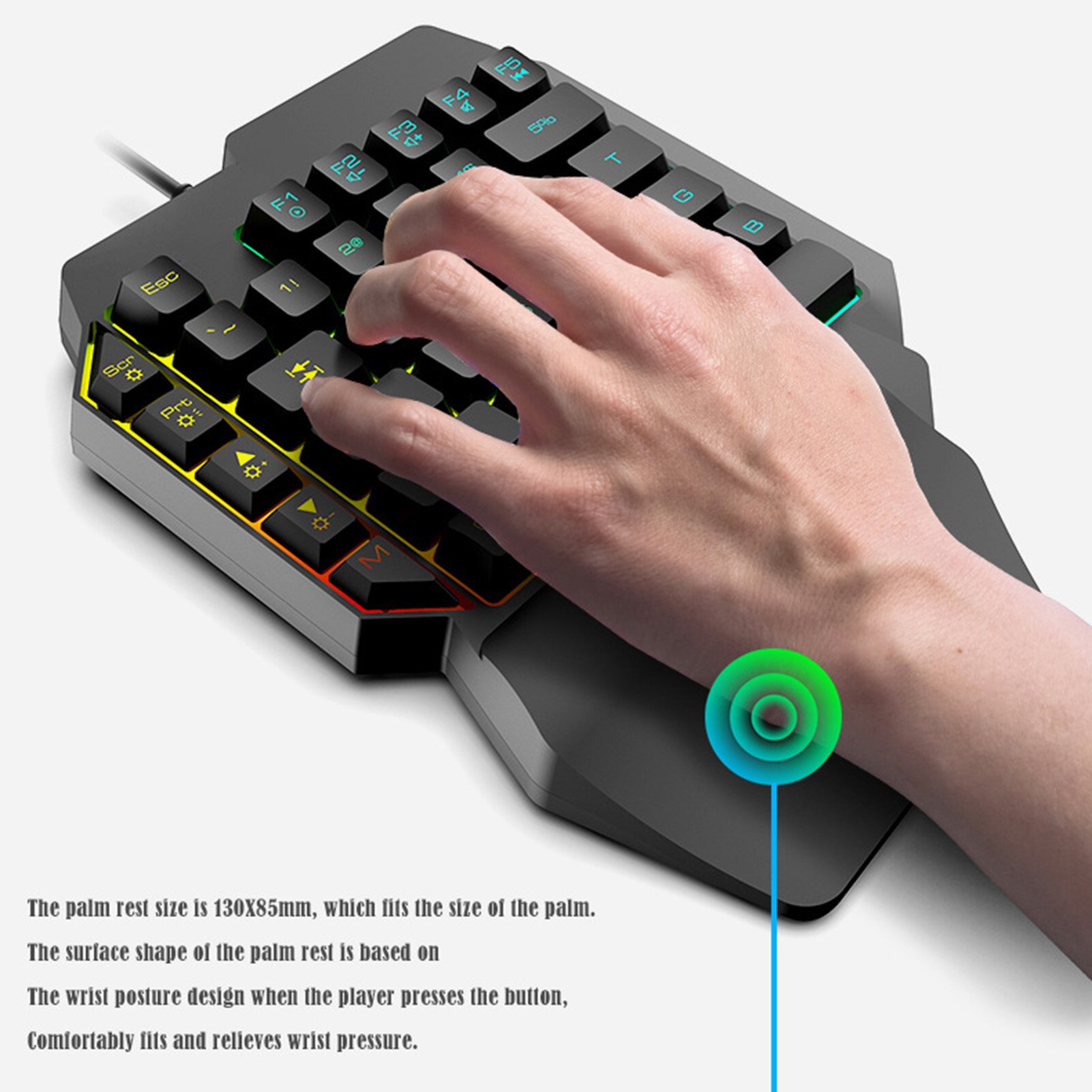 T1 Keyboard Mouse Combos Ergonomic Multicolor Backlight One-Handed Game Keyboard Mouse Set For Home Gamer Gaming Kit
